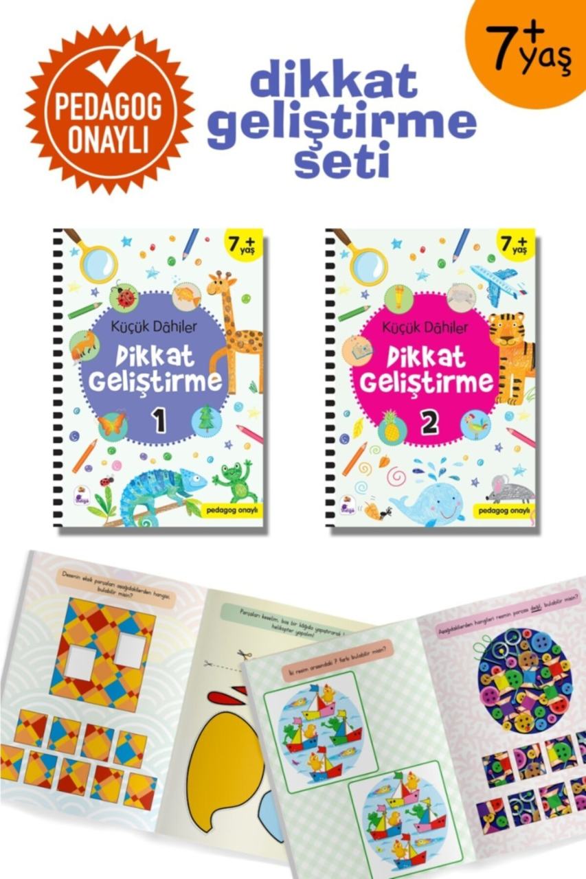 Küçük Dahiler Dikkat Geliştirme Seti - 7+ Yaş-2 Kitap Takım